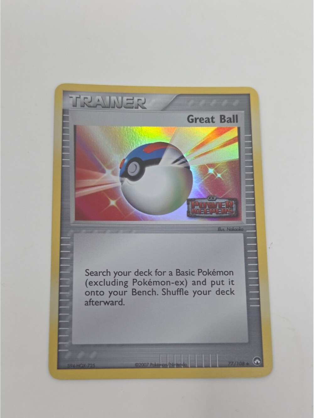 2007 Pokémon Great Ball 77/108 EX Power Keepers Trainer Holo Card by Nakaoka